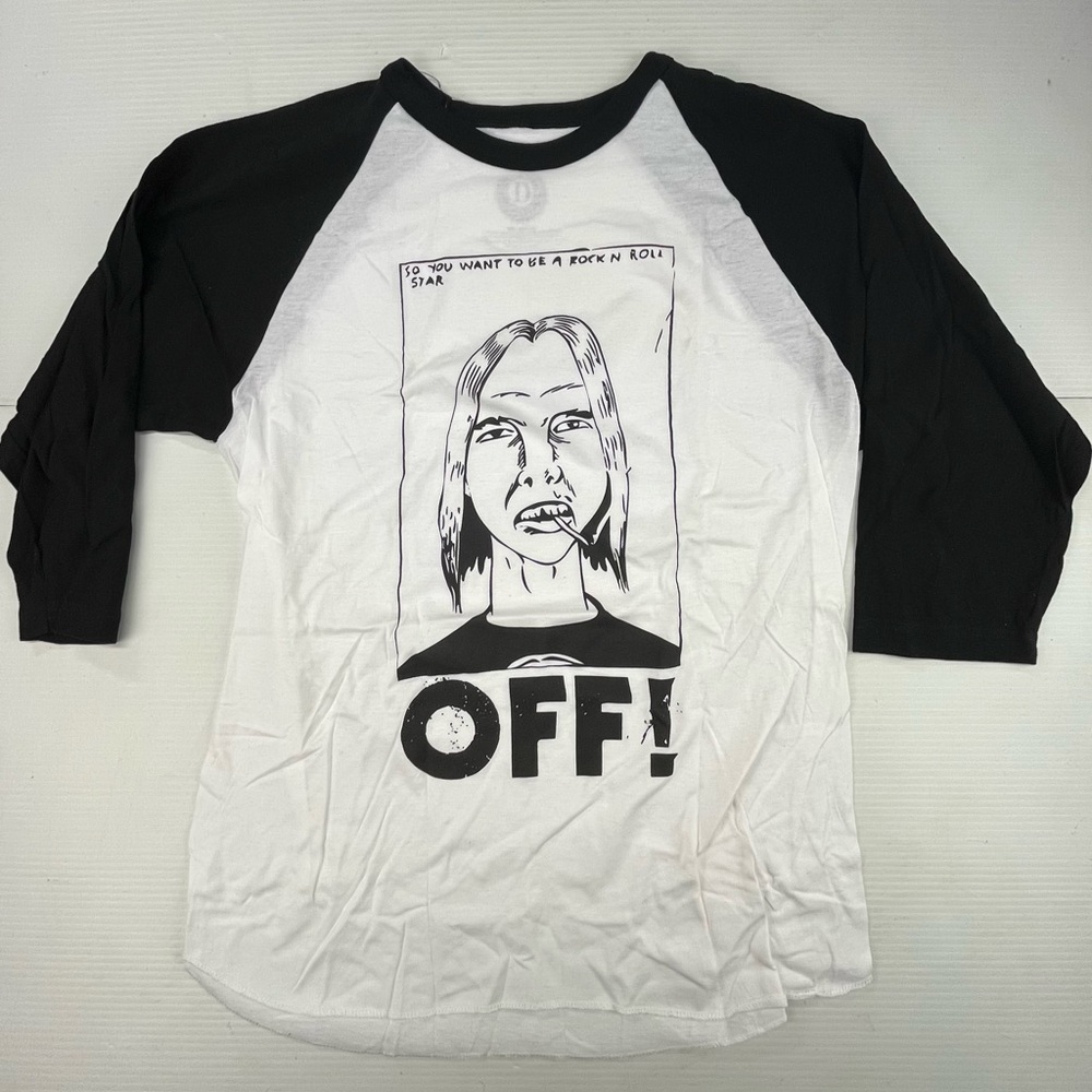 OFF! Band 3/4 sleeve white T-shirt Large New